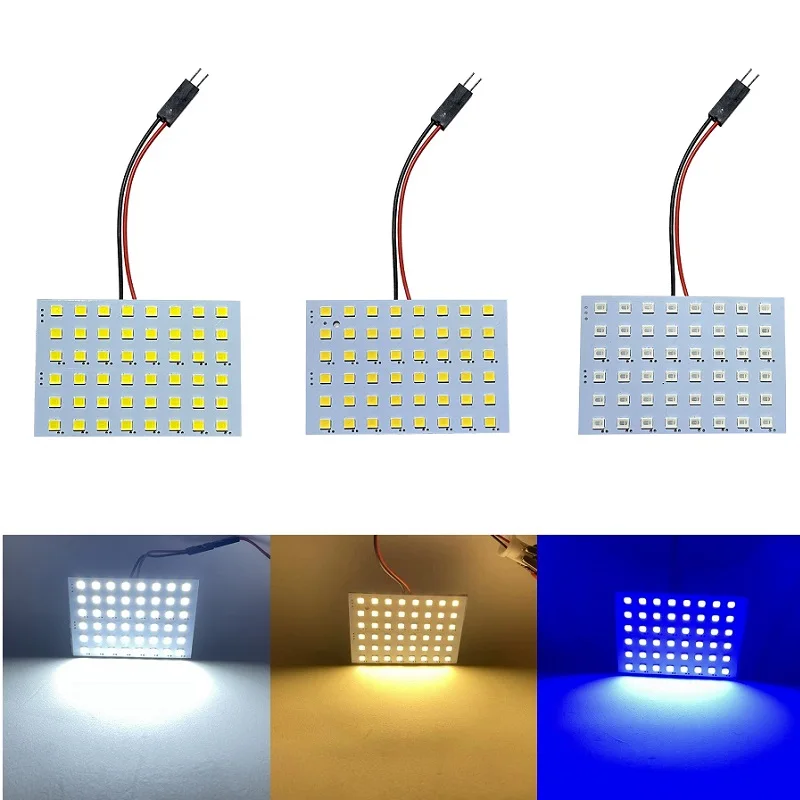 Lot De 10 Lampes LED COB 48-SMD Pour Plafonnier Auto - Adaptateurs BA9S T10, Autocollant 3M, éclairage Intérieur Voiture