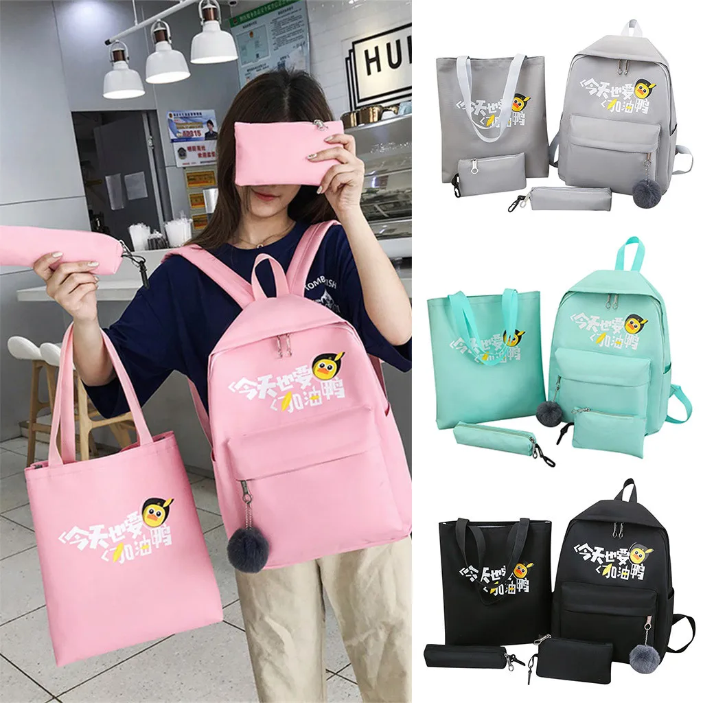 Aelicy 4 шт./компл. китайский принт Mochila холщовый рюкзак дорожный Рюкзаки для отдыха для девочек-подростков школьный рюкзак