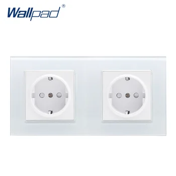 

Double EU 2 Pin German Socket Wallpad Luxury Crystal Glass Panel Electric Wall Power Socket 172*86mm