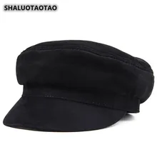 SHALUOTAOTAO осенне-зимние модные армейские Кепки из овечьей кожи для мужчин и женщин, брендовые бейсболка с колпаком для отдыха из натуральной кожи на плоской подошве