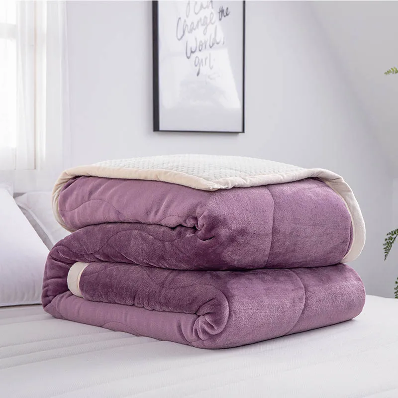 purple A Утолщенное фланелевое одеяло, диванное зимнее супер теплое уютное одеяло s для офисной кровати, покрывало для сна, одеяло, Надувное покрывало - Цвет: purple A