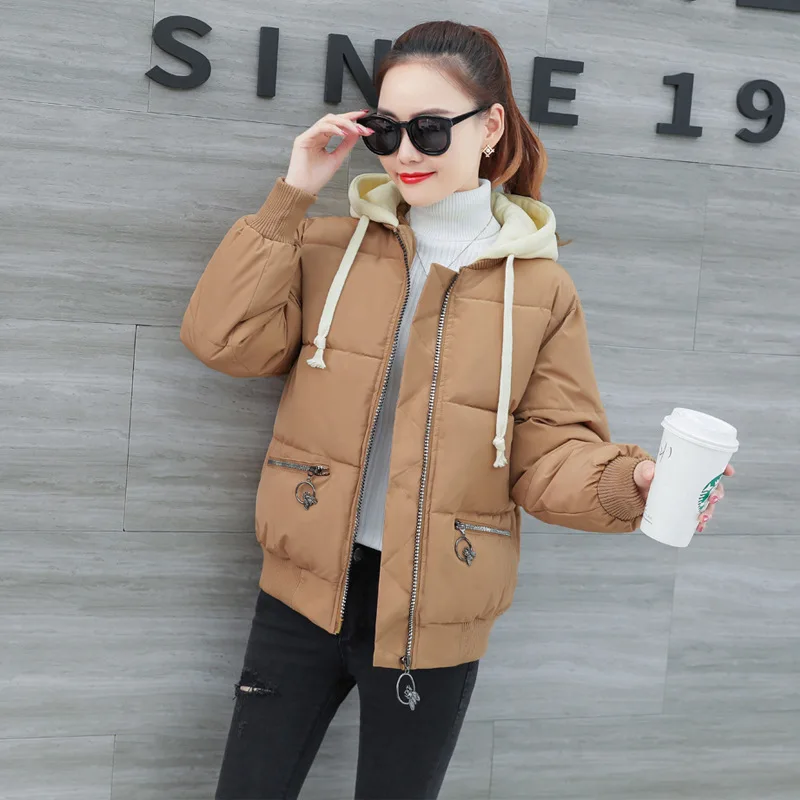

Photo Shoot Small Cotton-Padded Jacket New Style Korean-style Hooded Cotton-padded Clothes Short Loose-Fit Students Baseball Uni