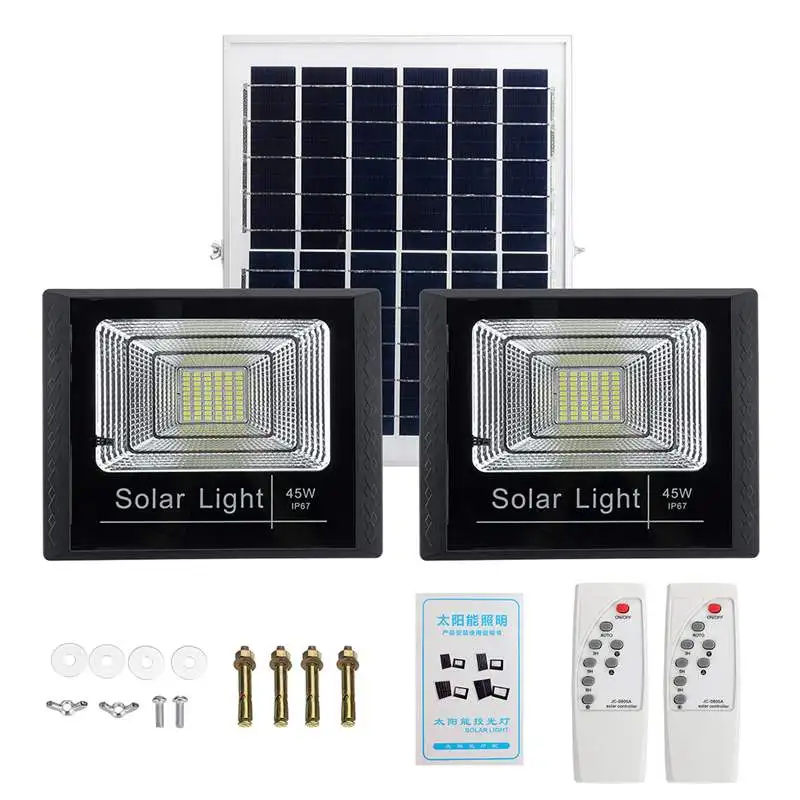 

Solar Wall Light Outdoor Lighting 10W 25W 45W 65W Solar Flood Light Waterproof IP67 2 Lights Park Yard Garden Driveway
