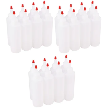 

24 Pack Small Plastic Squeeze Condiment Bottles with Red Tip Cap, 4 Ounce Squirt Bottle for Ketchup BBQ, Sauces, Syrup