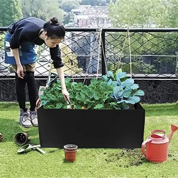 

Growing Bags Non-Woven Fabric Raised Garden Bed Rectangle Planting Container Grow Bags Fabric Planter Pot For Plants Nursery Pot