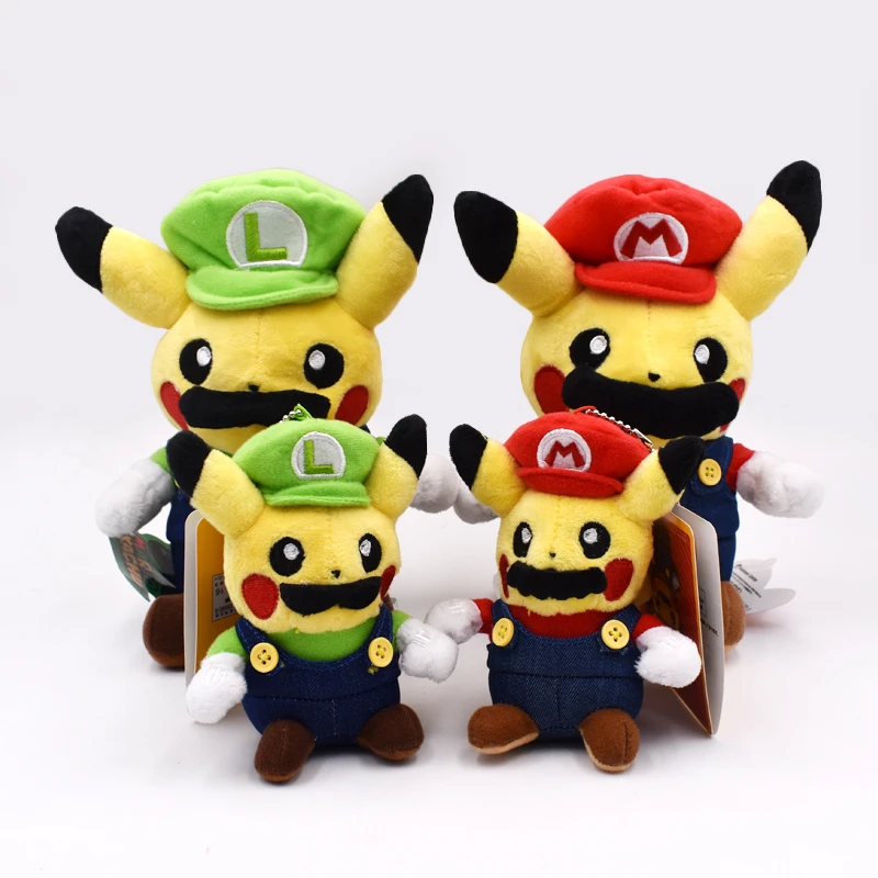 Super Mario Pikachu Plush Toy Cute Pikachu Cosplay Mario Stuffed Soft Dolls 12cm - 20cm Kids Birthday Gift