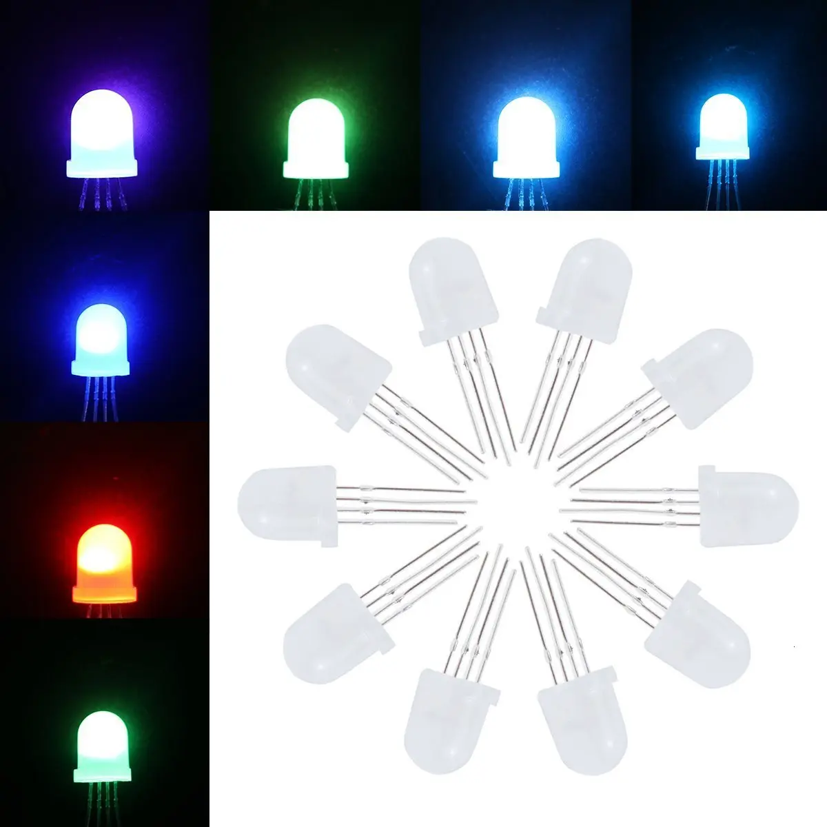 Полноцветные светодиодные лампы P9823 Ws2818 Apa106 5 мм прямая вставка Rgb В диффузор 8