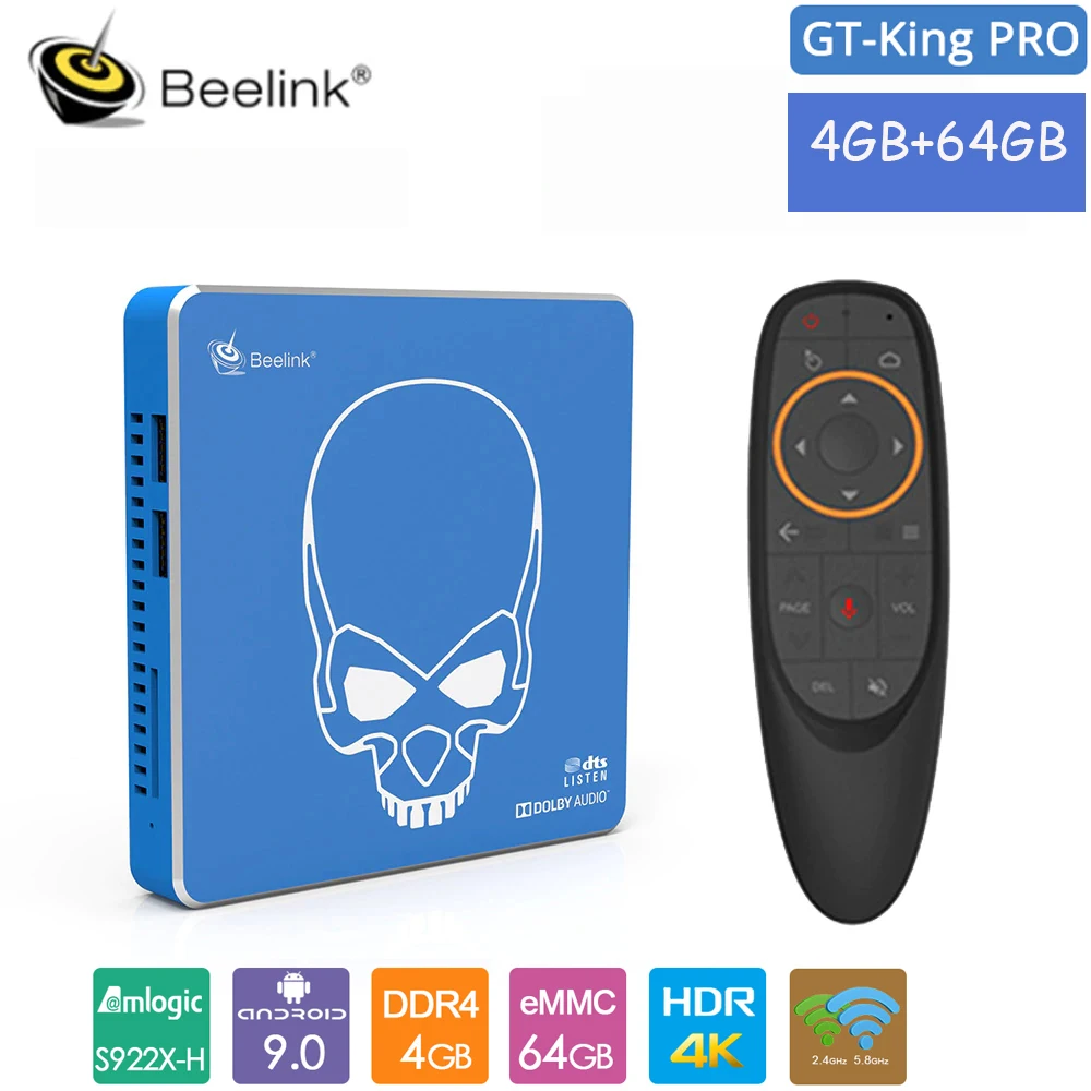 ТВ-приставка Beelink GT-King Pro Android 9 0 4 Гб + 64 ГБ Amlogic Hi-Fi без потерь звука с Dolby Audio 2 5 8 Wi-Fi |