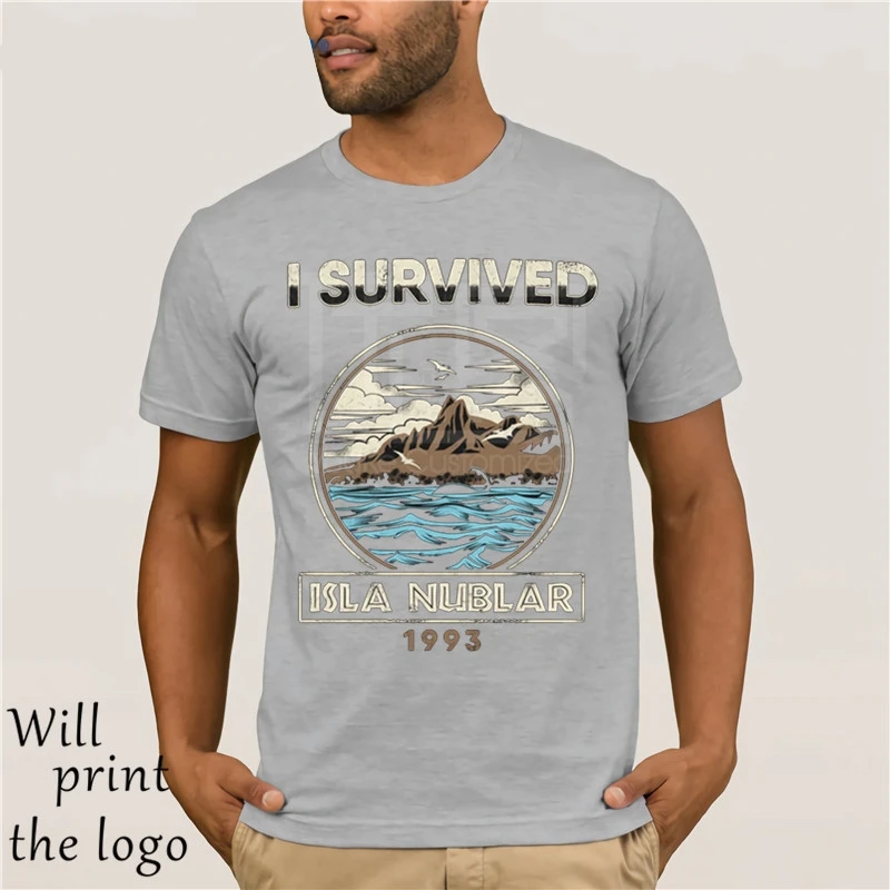 Isla Nublar 1993 t Camicia Park Maglietta Degli Uomini T-Shirt Nera Magliette e camicette Tee Abbigliamento In Cotone