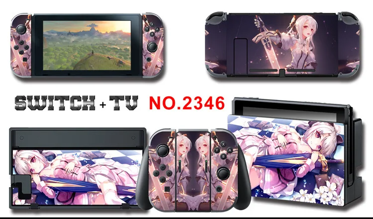 1set New Cute Anime Full Body Sticker for NS Switch Protective Cover Skin Colorful Art for Game Console Joy-Con Controller Decor