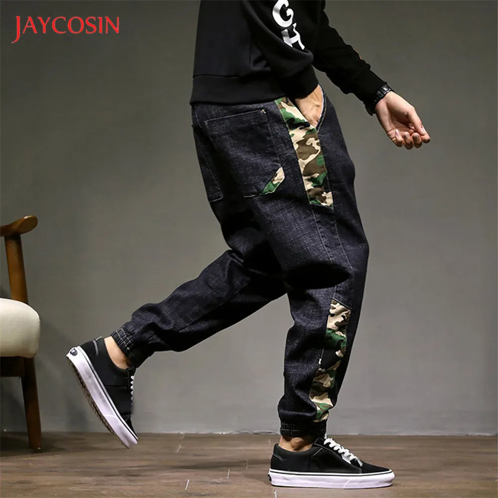 Jaycosin/джинсы в японском стиле; модные Лоскутные камуфляжные джинсы; потертые Брюки с карманами; свободные штаны-шаровары