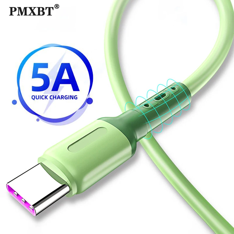 Кабель для быстрой зарядки Type-C 5 А USB C шнур передачи данных из мягкого силикона