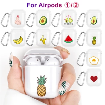 

Protective Case For Airpods Avocado Cute Clear PC Protective Cartoon Pattern Hard Case Cover For Apple AirPods 1 2 Charging Box