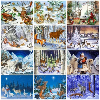 

YI Bright 5D Diamond Painting Christmas Deer Cross Stitch Kit Diamond Embroidery Animal DIY Rhinestones Art Decor For Home
