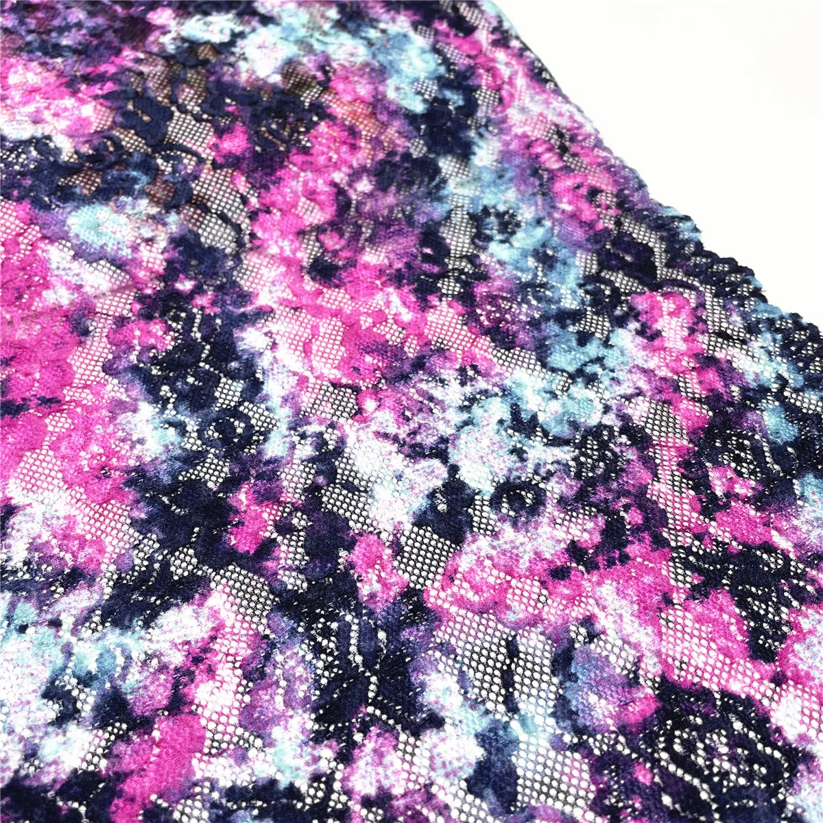 3M/lot Width 28cm Mixed Pink Blossom Wide Elastic Lace Trim 2