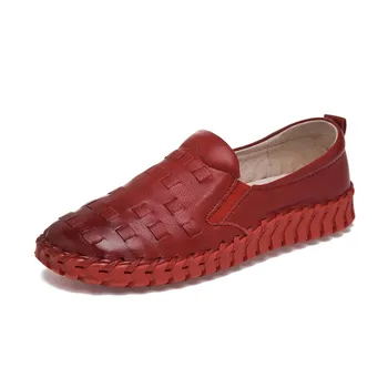 

Handmade vintage women's shoes genuine leather female moccasins loafers soft slip-resistant Slip-On casual shoes flats