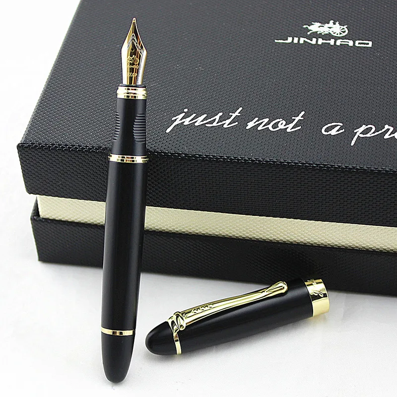 JINHAO X450 класса люкс 0,5 или 1,0 мм наконечник Металл Китайская каллиграфия перьевая ручка, канцелярские принадлежности для офиса, школьные принадлежности, бренд ручек молочного цвета