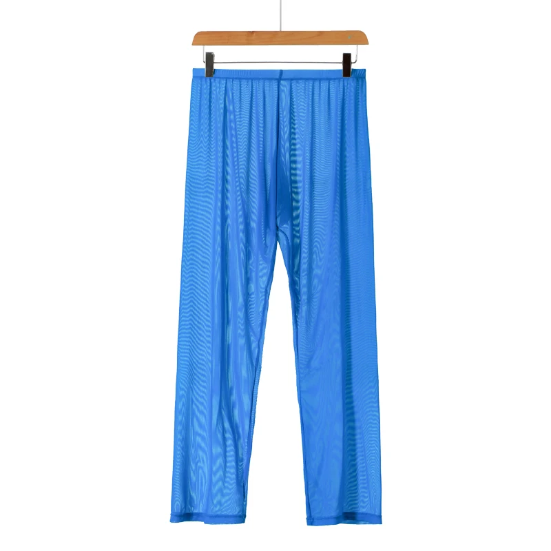 Мужские сексуальные брюки, сексуальные сетчатые прозрачные штаны для сна, повседневные свободные штаны для отдыха, сетчатые прозрачные пижамы для мужчин, одежда для сна