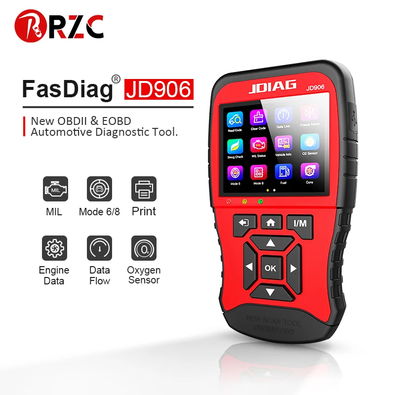 

OBD2 Code Reader JDiag JD906 Enhanced Mode 6 Mode 8 Engine Fault Code Reader For Smog Upgraded Code Reader