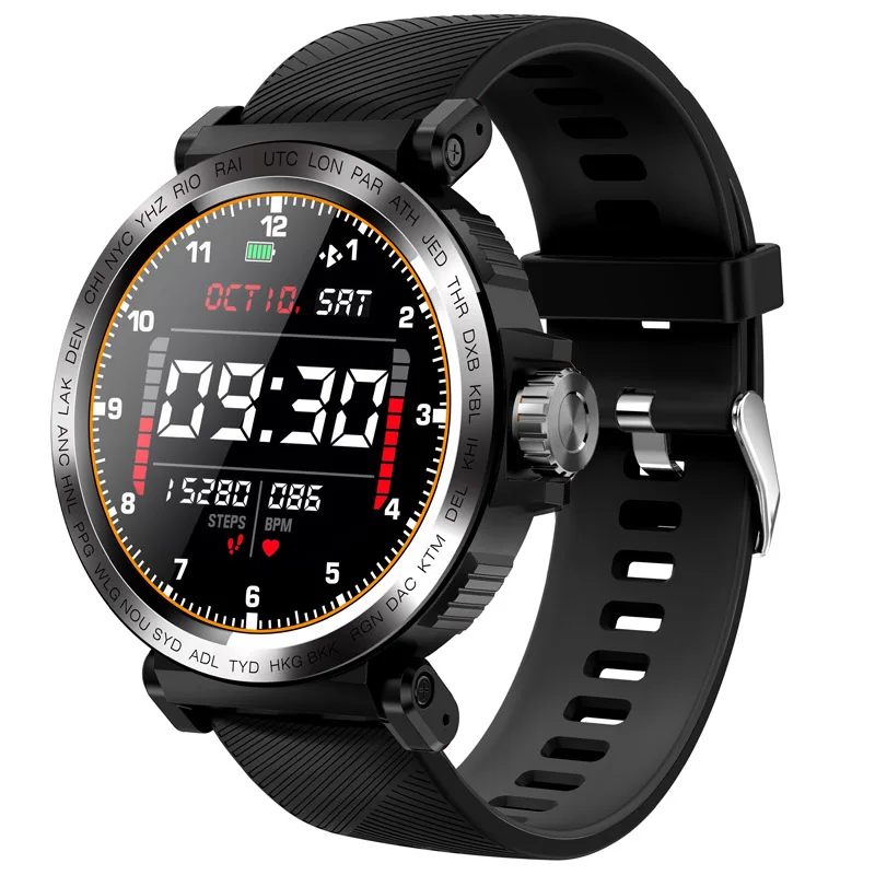 black S18 полноэкранные сенсорные умные часы IP68 Водонепроницаемые мужские часы монитор сердечного ритма умные часы для IOS Android телефон спортивные часы - Цвет: black
