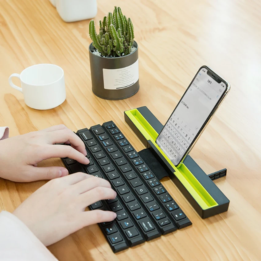 Mini Teclado sem Fio Dobrável com Suporte Teclas Bt64 Portátil Universal sem Fio Teclado Tablet Android