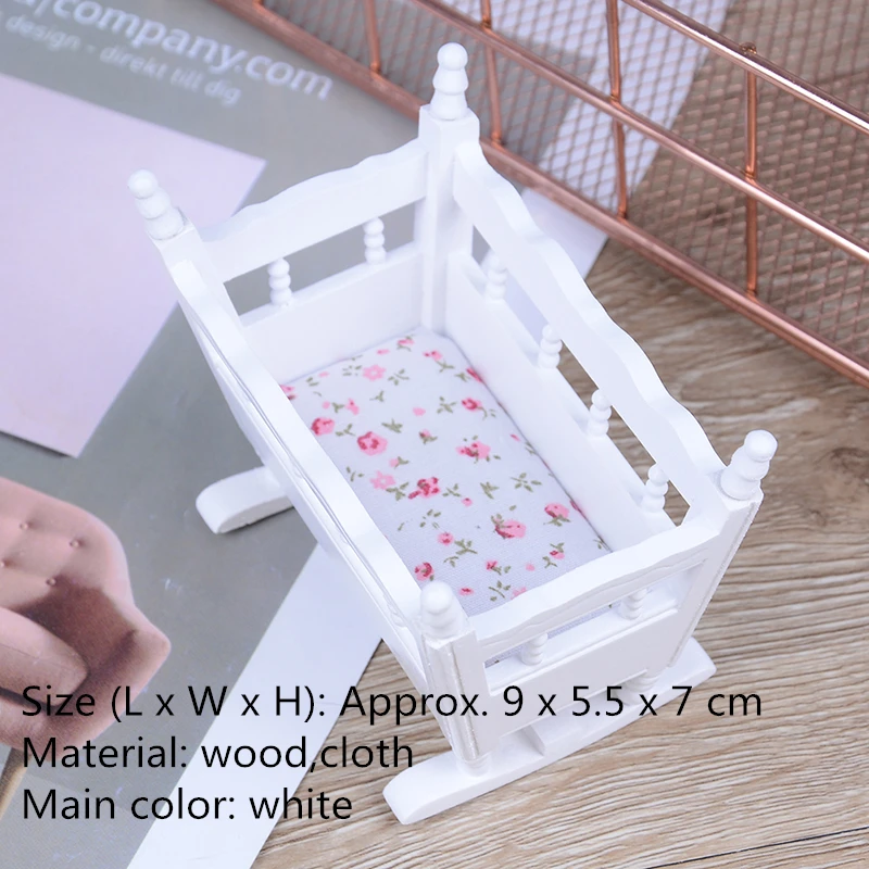 1:12 ручной работы современный белый деревянный мебель кроватка детская колыбель миниатюрный прикроватный Шкаф детская комната кукольный дом Миниатюрный - Цвет: 2