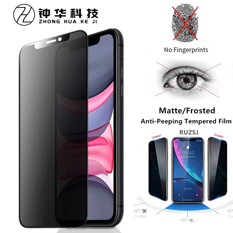 Matte Frosted Privacy Screen Protector For Iphone 12 Pro Mini Anti Spy Tempered Glass For 11 Pro Max No Fingerprint Anti Glare Screen Protectors Aliexpress