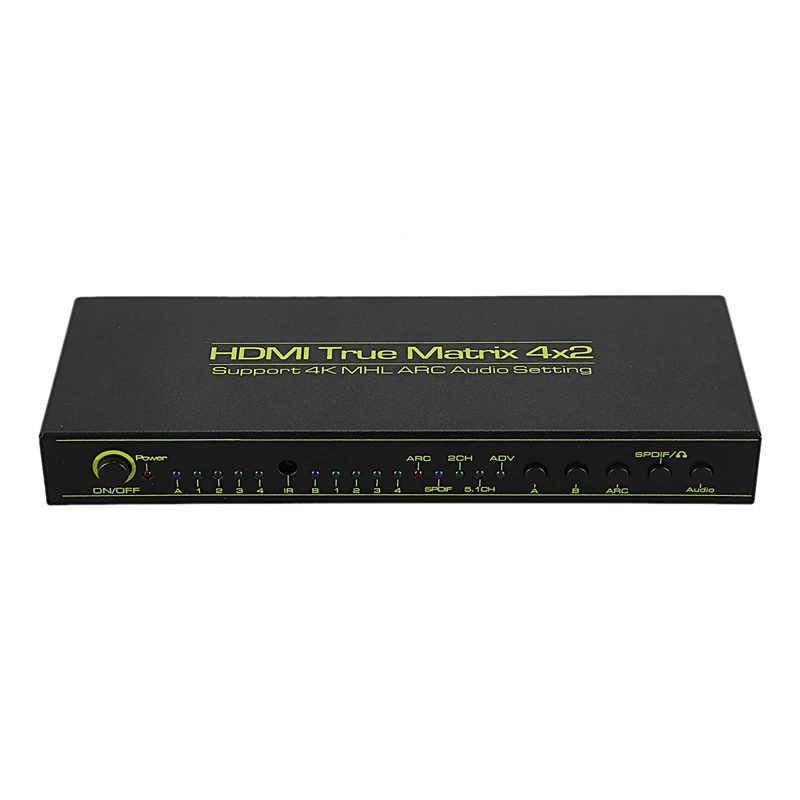 HDMI матрица 4X2 сплиттер переключатель поддержка ARC/PIP/аудио экстрактор/EDID, True Matrix HDMI сплиттер усилитель переключателя - Цвет: EU Plug