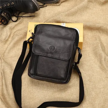

2020 new large-capacity retro small bag soft leather men's bag leather men's shoulder bag diagonal Fashion Genuine Leather