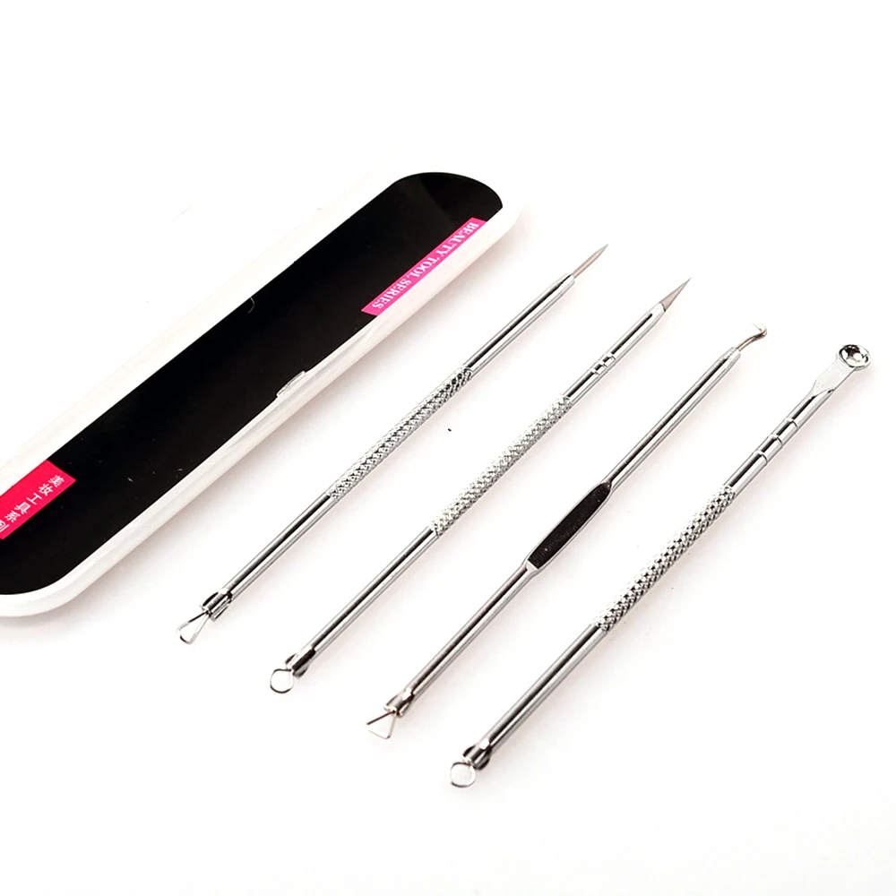 4PCS Blackhead Comedone Acne Pimple Belmish Extractor Vacuum Blackhead Remover Tool Spoon Face Skin Care Cleaner 3