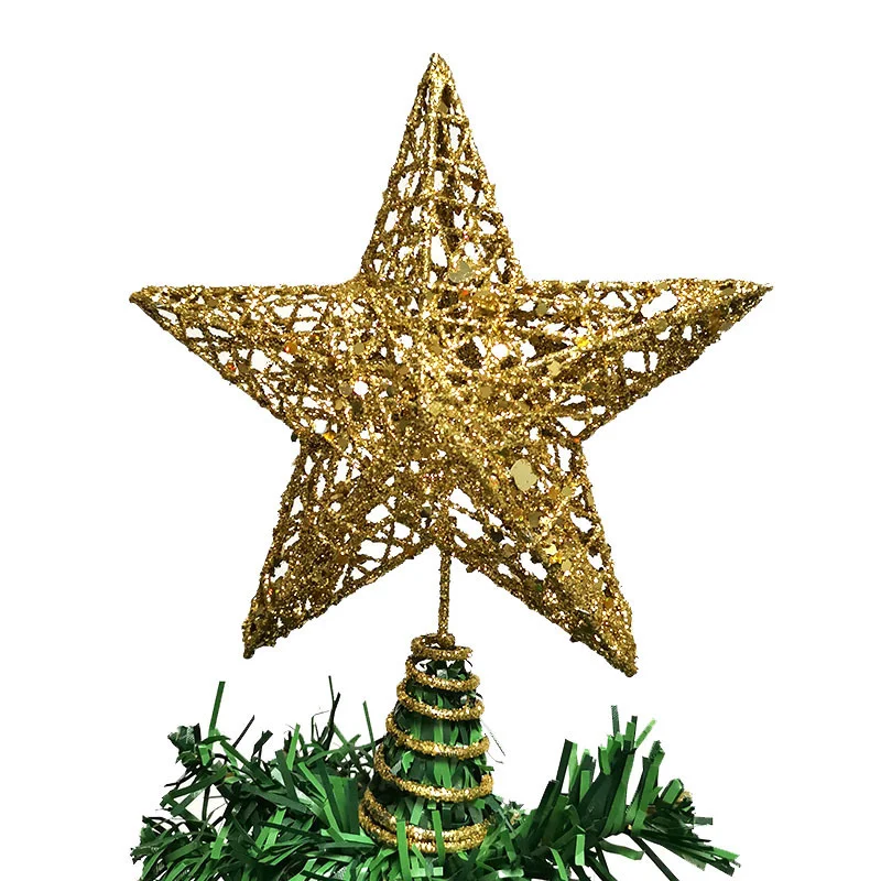 1pcs/pack 15*20cm Gold Glitter Christmas Tree Top Iron Star Christmas Decorations Home Xmas Tree Ornaments Handmade DIY