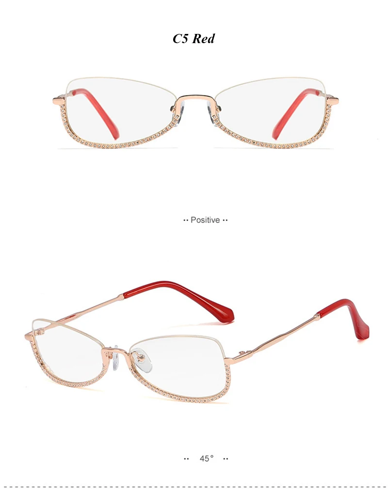 Mimiyou без оправы оправа для очков в стиле кошачьи глаза женские роскошные алмазные ретро оптические очки мужские оправы для очков прозрачные UV400 брендовые дизайнерские