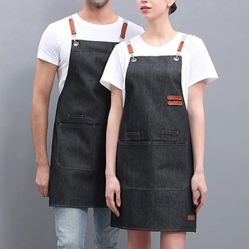 

2020 Canvas Cooking Kitchen Apron For Woman Men Chef Waiter Cafe Shop BBQ Hairdresser Aprons Bibs Kitchen Accessory