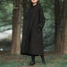 Ordifree осенне-зимняя женская куртка длинная Парка черная Повседневная Верхняя одежда Пальто черное теплое хлопковое стеганое Женское пальто