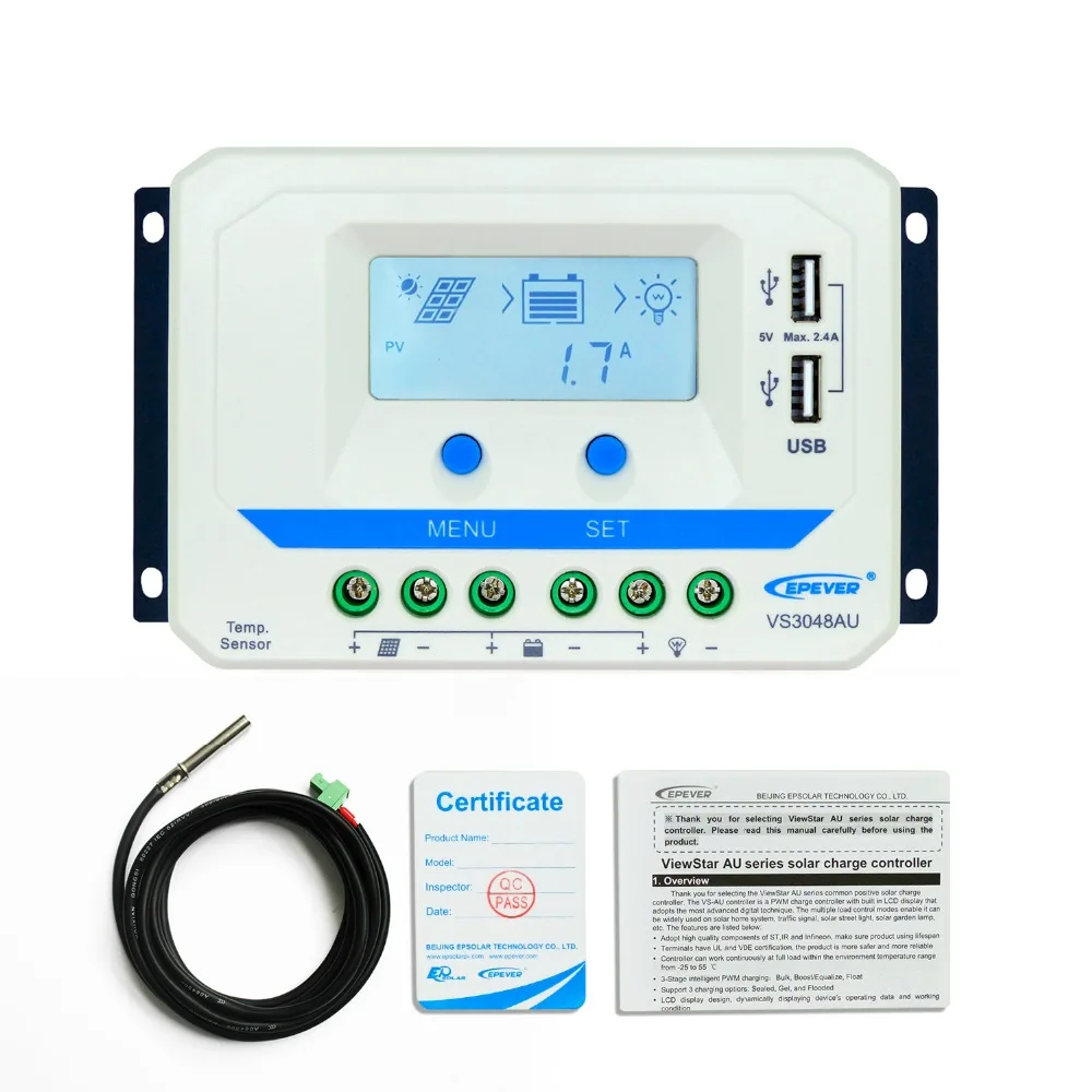 EPever 12 В 24 36 48 Авто 3048AU 4548AU 6048AU 30A 45A 60A двойной USB зарядка порты с интеллектуальной функцией ШИМ умный дом Пульты ДУ для игровых приставок