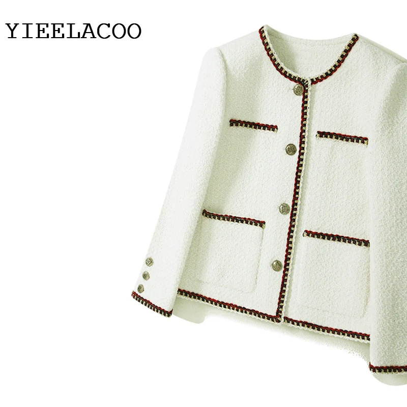 Tweed Coat Women Elegant Retro Graceful Short Jacket Spring/Autumn Winter Office Loose-Fit Versatile Wool Tops | Женская одежда