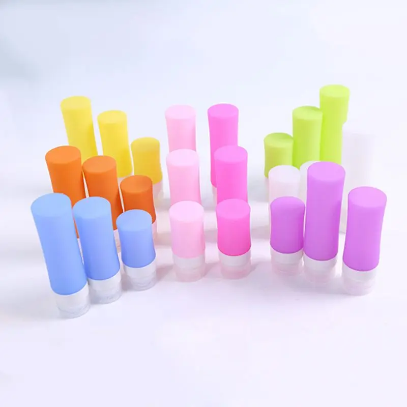 Silicone Refillable Empty Tube Squeezed Cosmetic Container Cream Lotion Plastic Bottle With Flip Cap Travel Portable 3