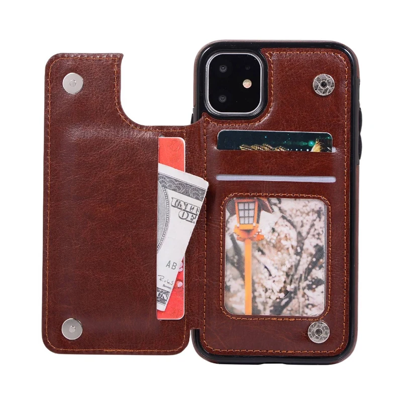 

Fashion PU Leather Phone Wallet Case for IPhone 11 Cases for IPhone X XS XR Cover Clutch Bags Men Hand Bag Cardholder Brown