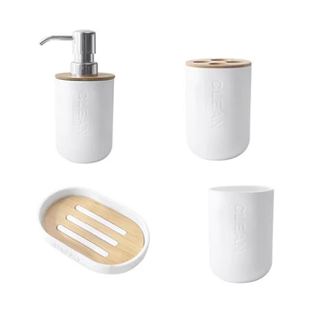 

Bamboo and Wood Toilet Rack, Bathroom Wash Set, Mouthwash Cup, Toothbrush Holder, Lotion Container, Soap Box