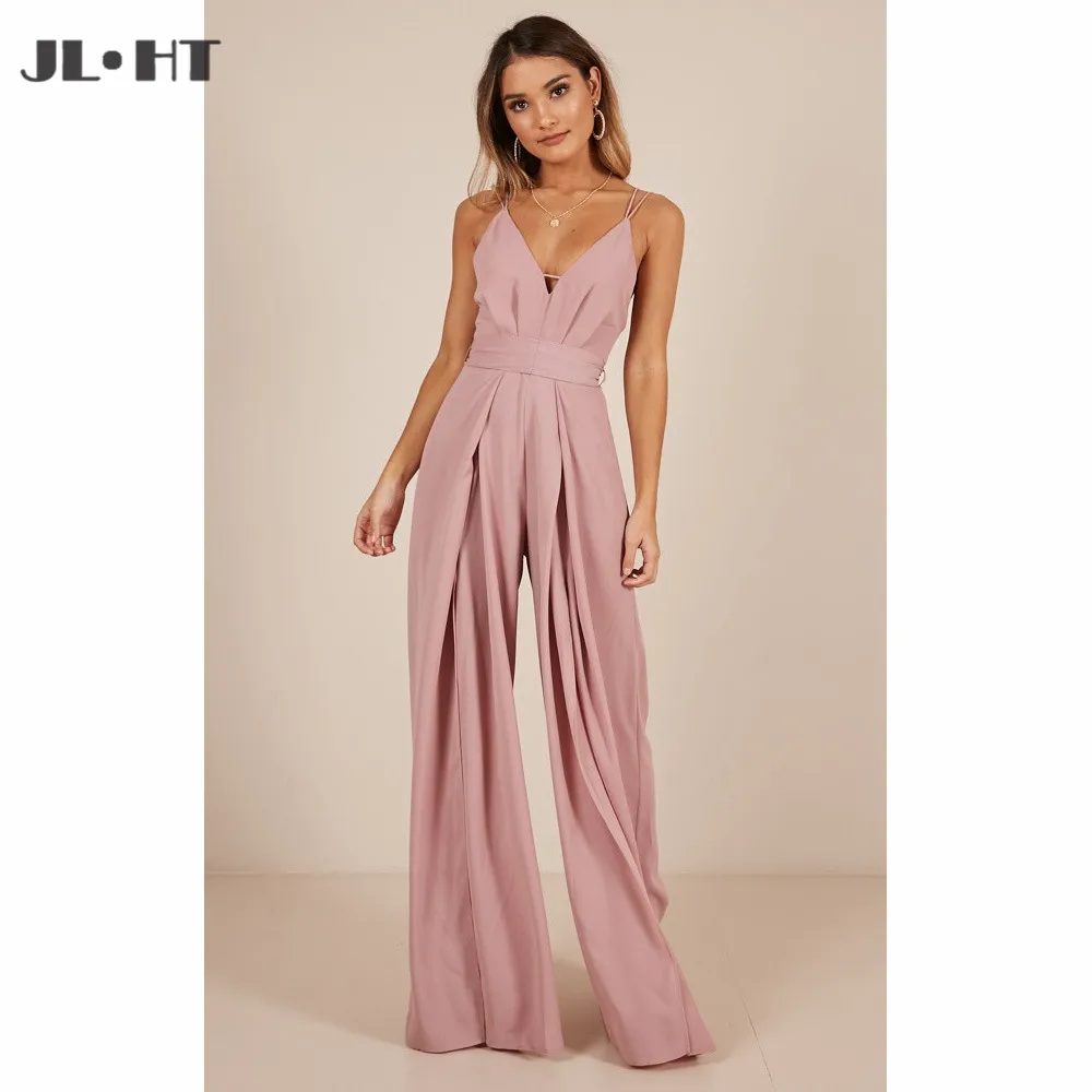 Blush Pink Jumpsuit Gaun Malam Panjang 