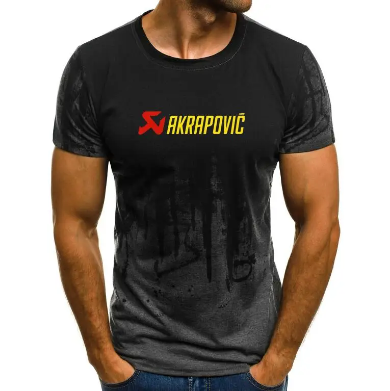 Мужские футболки, мужские AKRAPOVIC футболки с принтом, летние топы с принтом брызг чернил, мужские повседневные футболки с круглым вырезом и коротким рукавом