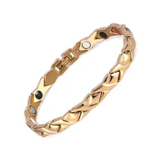 Модные браслеты из нержавеющей стали для женщин ювелирные изделия Золотой магнитный браслет 4 элемента анти усталость ручной цепи