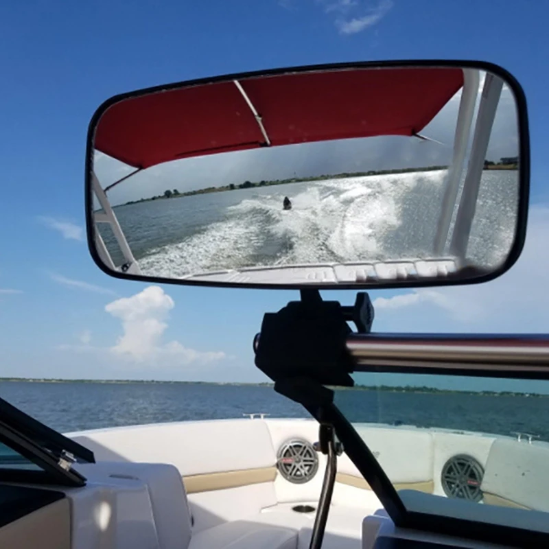Universal Marine Rear View Mirror, for Ski Boats Pontoon Boat Watersport Watercraft Surfing Mirror Panoramic Mirror