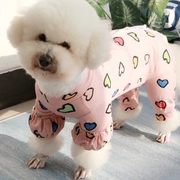 

Pet Dog Jumpsuit Thin Puppy Clothes 100%Cotton Overalls Protect Belly Pajamas For Small Dogs Puff Sleeve Sweatshirt Chihuahua