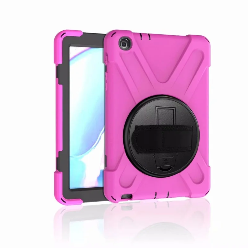 Hotpink Чехол для Samsung Galaxy Tab A 8,0 дюймов S ручка SM-P200 P205 чехол Подставка для рук и шеи ремень сверхмощный силиконовый Безопасный детский чехол - Цвет: Hotpink