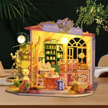 

Diy Dollhouse Kit Miniature Doll House Furniture Dessert Shop Roombox Wooden Little House Assembly Model Kids Toys Birthday Gift