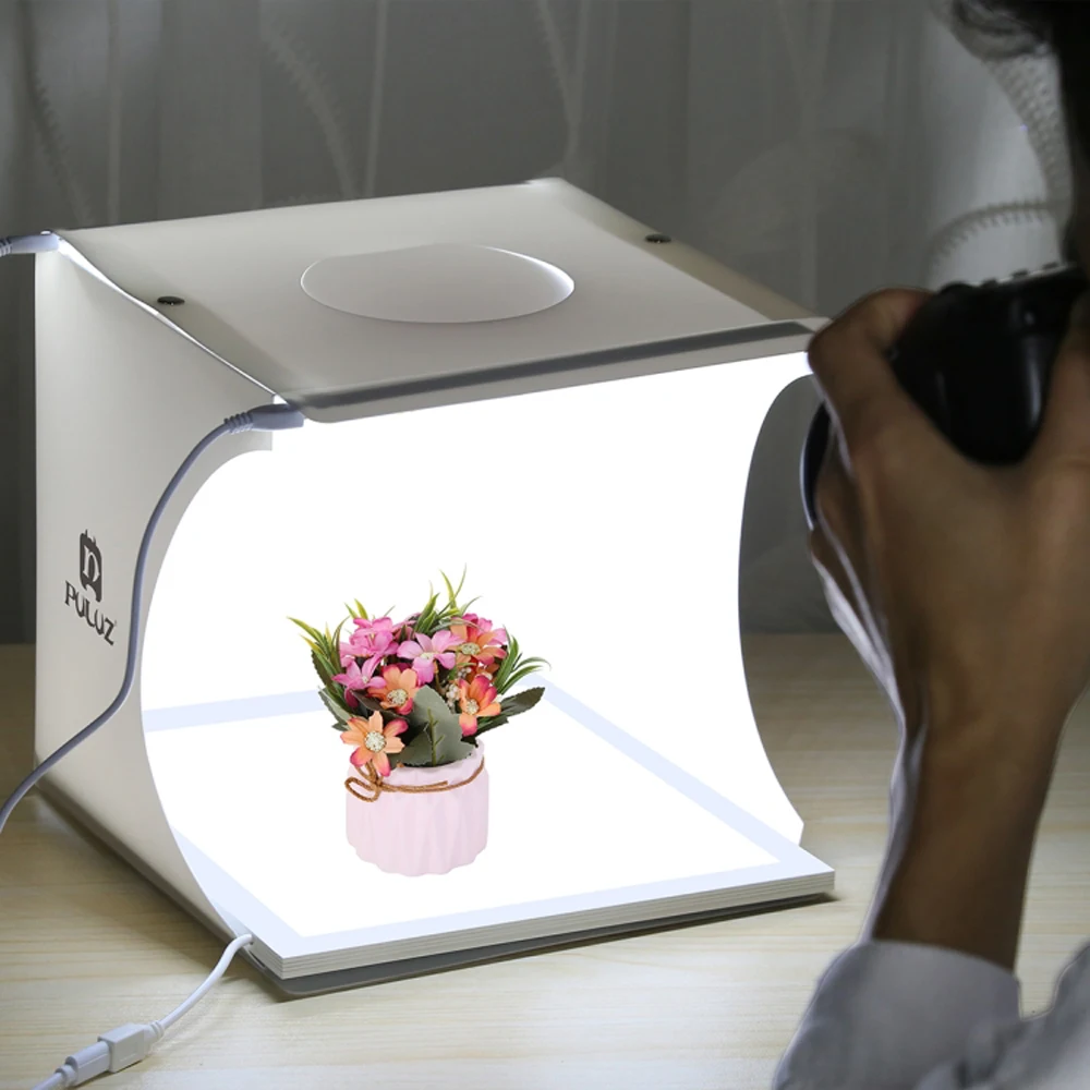 PULUZ мини светодиодный светильник для фотосъемки с панелью+ студийный тент для фотосъемки 20 см x 20 см эффективная область