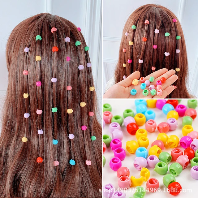 100pcs Girls Mini Colorful Hair Claw Clips Hair Clips Beads Clip Plastic  Hair Accessories