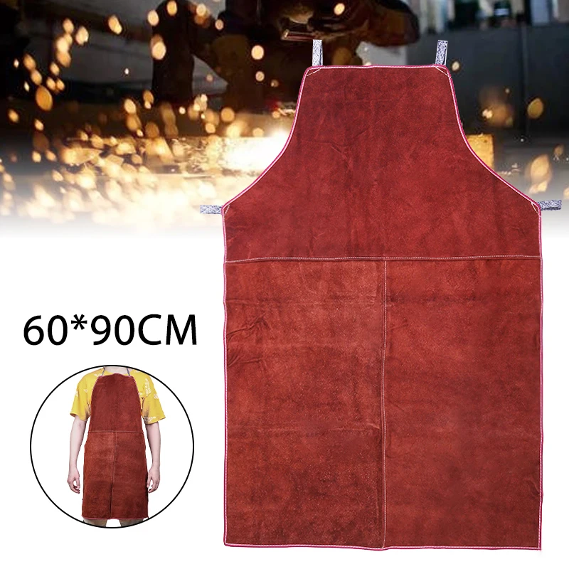 1PC Welding Apron Welder Heat Insulation Protection Cow Leather Apron Safety Workwear Welding Equipment 60cm*90cm