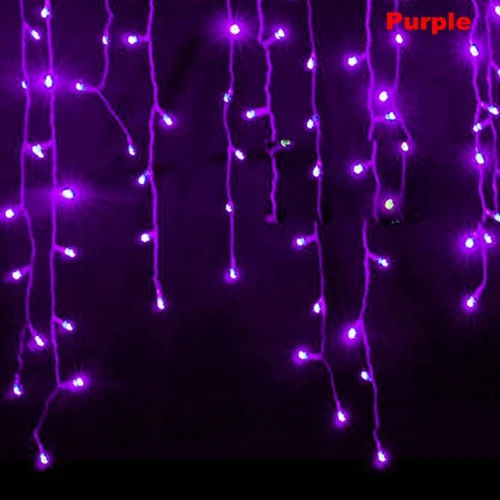 Purple Светильник для занавесок, s 4 м, свисающий, 0,4-0,6 м, 96 светодиодов, для улицы, фестон, сосульки, Рождественская фея, гирлянда, светильник для праздника, рождественские, вечерние - Испускаемый цвет: Purple